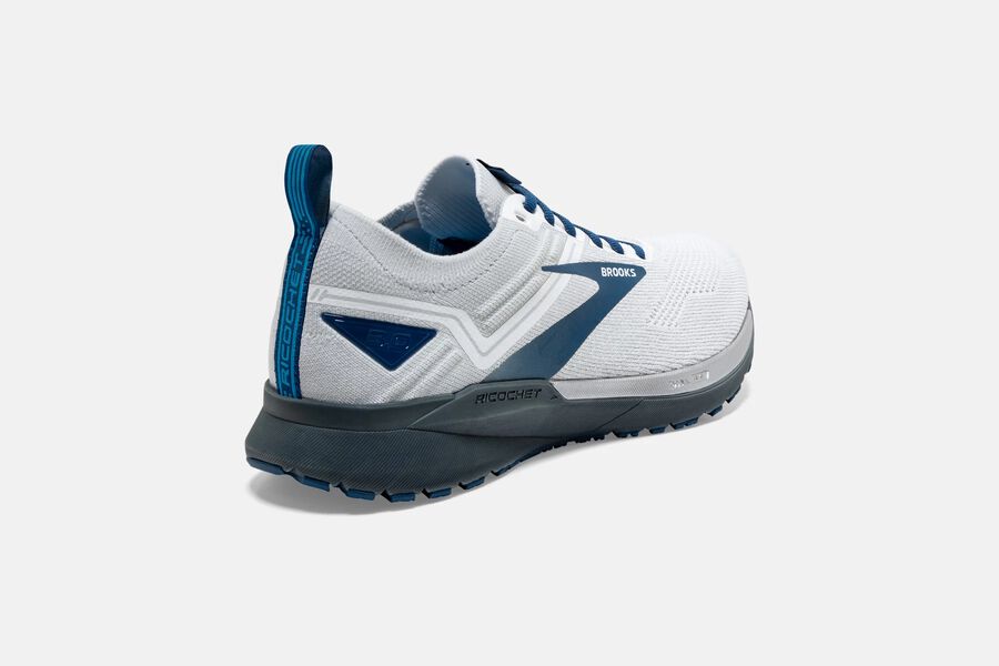 Brooks Running Shoes - Ricochet 3 Road Mens - White/Blue - WXO-579163